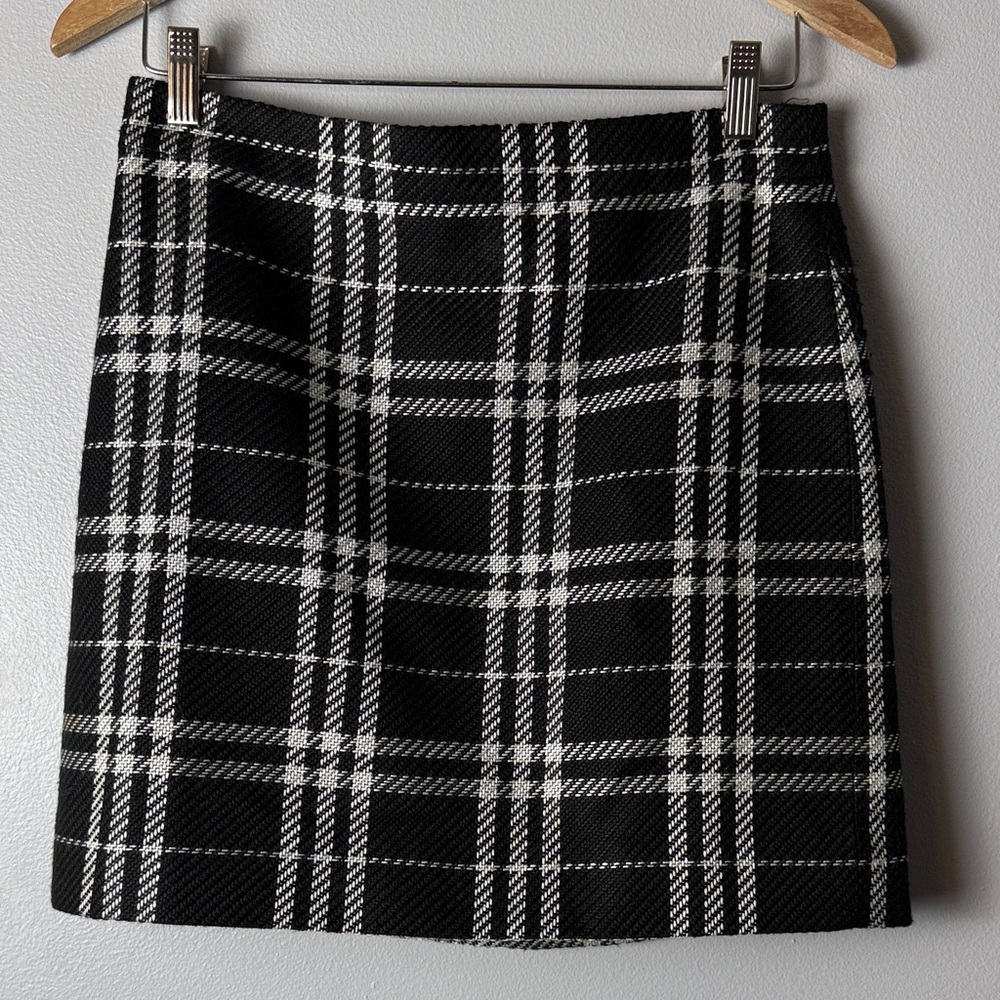 J Crew Classic Black & White Plaid Mini Skirt